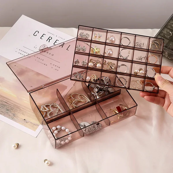 hafta bazaar by Rectangle transparent jewellery organizer with multiple layers for accessory storage.