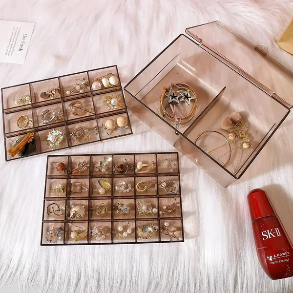 hafta bazaar by Rectangle transparent jewellery organizer with multiple layers for accessory storage.