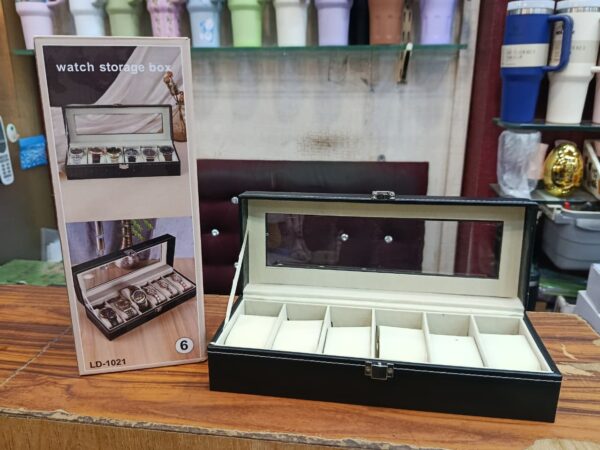 Hafta Bazaar By Premium imported 6-slot watch box with cushioned interior and box packing for watch storage.
