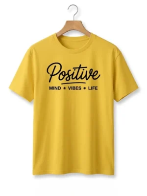 Positive Mind Vibes Graphic Yellow T-Shirt